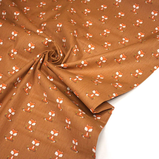Tissu popeline coton rouille aux jolis renards - tissuspipi.com