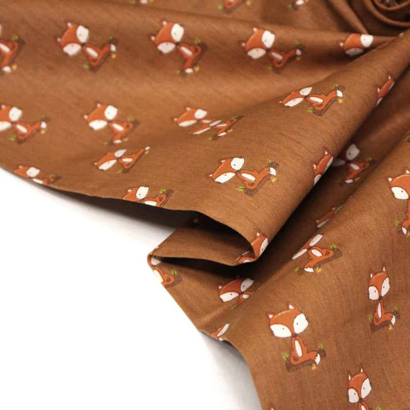 Tissu popeline coton rouille aux jolis renards - tissuspipi.com