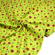 Tissu popeline coton vert aux tournesols jaunes & feuilles vertes - tissuspipi.com