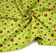 Tissu popeline coton vert aux tournesols jaunes & feuilles vertes - tissuspipi.com