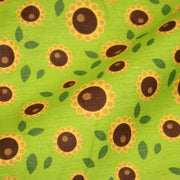 Tissu popeline coton vert aux tournesols jaunes & feuilles vertes - tissuspipi.com