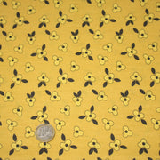 Tissu popeline coton jaune aux fleurs graphiques jaunes - tissuspipi.com