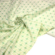 Tissu popeline ART NOUVEAU, fin motif géométrique floral bleu & vert - tissuspipi.com