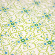Tissu popeline ART NOUVEAU, fin motif géométrique floral bleu & vert - tissuspipi.com