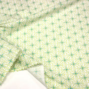 Tissu popeline ART NOUVEAU, fin motif géométrique floral bleu & vert - tissuspipi.com