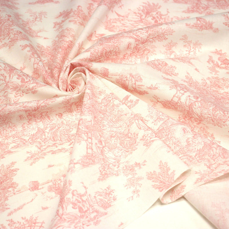 Tissu coton Toile de Jouy traditionnelle 160cm de large : bleu et nombreuses couleurs - STANDARD 100 OEKO - TEX - tissuspipi.com