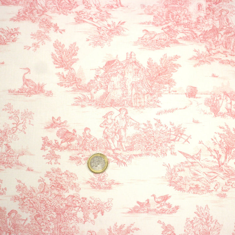 Tissu coton Toile de Jouy traditionnelle 160cm de large : bleu et nombreuses couleurs - STANDARD 100 OEKO - TEX - tissuspipi.com