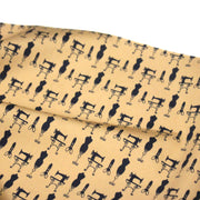 Tissu popeline coton LA COUTURE, mannequins & machines à coudre, fond ocre - tissuspipi.com