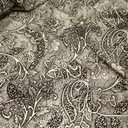 Tissu viscose fluide écru aux fleurs indiennes noires - COLLECTION KALAMKARI - tissuspipi.com