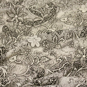 Tissu viscose fluide écru aux fleurs indiennes noires - COLLECTION KALAMKARI - tissuspipi.com