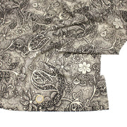 Tissu viscose fluide écru aux fleurs indiennes noires - COLLECTION KALAMKARI - tissuspipi.com