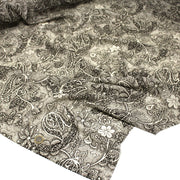 Tissu viscose fluide écru aux fleurs indiennes noires - COLLECTION KALAMKARI - tissuspipi.com