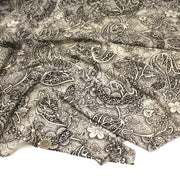 Tissu viscose fluide écru aux fleurs indiennes noires - COLLECTION KALAMKARI - tissuspipi.com