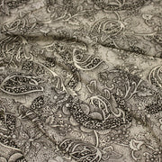 Tissu viscose fluide écru aux fleurs indiennes noires - COLLECTION KALAMKARI - tissuspipi.com