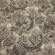 Tissu viscose fluide écru aux fleurs indiennes noires - COLLECTION KALAMKARI - tissuspipi.com
