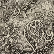 Tissu viscose fluide écru aux fleurs indiennes noires - COLLECTION KALAMKARI - tissuspipi.com