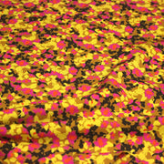 Tissu Viscose fluide MAKIA, floral jaune et rose, fond ocre - STANDARD 100 OEKO - TEX - tissuspipi.com