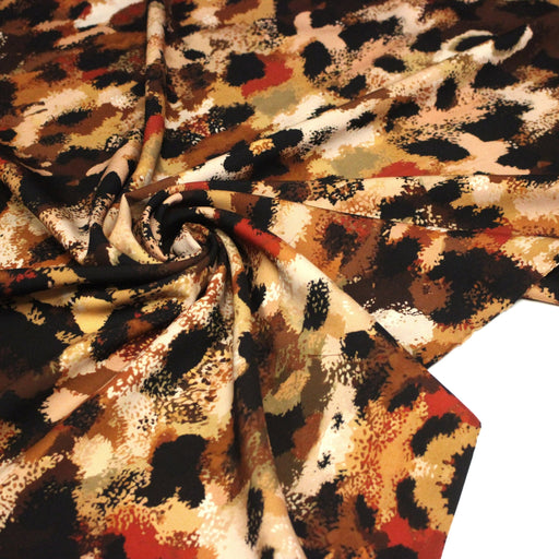 Tissu Viscose fluide GEPI, motif pelage caramel, sable, chocolat, noir - STANDARD 100 OEKO - TEX - tissuspipi.com