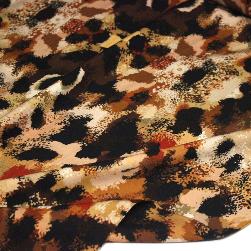 Tissu Viscose fluide GEPI, motif pelage caramel, sable, chocolat, noir - STANDARD 100 OEKO - TEX - tissuspipi.com