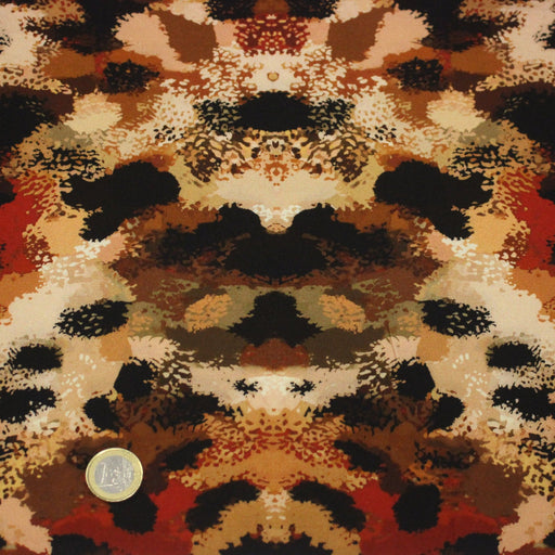 Tissu Viscose fluide GEPI, motif pelage caramel, sable, chocolat, noir - STANDARD 100 OEKO - TEX - tissuspipi.com