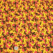 Tissu Viscose fluide MAKIA, floral jaune et rose, fond ocre - STANDARD 100 OEKO - TEX - tissuspipi.com