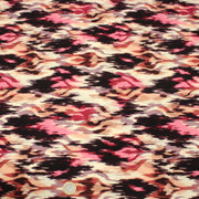 Tissu Viscose fluide motif IKAT rose, chocolat, écru - STANDARD 100 OEKO - TEX - tissuspipi.com