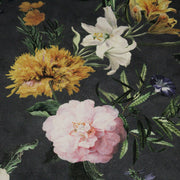 Tissu de coton demi - natté ROMANTISME aux grandes fleurs jaunes, roses et blanches - OEKO - TEX - tissuspipi.com