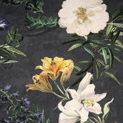 Tissu de coton demi - natté ROMANTISME aux grandes fleurs jaunes, roses et blanches - OEKO - TEX - tissuspipi.com