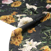 Tissu de coton demi - natté ROMANTISME aux grandes fleurs jaunes, roses et blanches - OEKO - TEX - tissuspipi.com