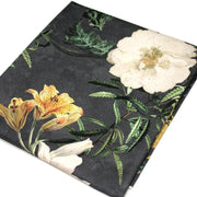 Tissu de coton demi - natté ROMANTISME aux grandes fleurs jaunes, roses et blanches - OEKO - TEX - tissuspipi.com