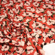 Tissu Viscose fluide SOLINE, rouge aux fleurs roses et noires - STANDARD 100 OEKO - TEX - tissuspipi.com
