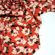 Tissu Viscose fluide SOLINE, rouge aux fleurs roses et noires - STANDARD 100 OEKO - TEX - tissuspipi.com