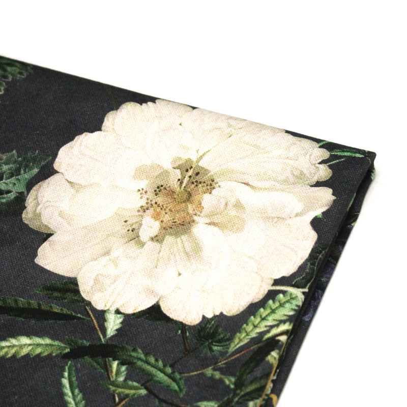 Tissu de coton demi - natté ROMANTISME aux grandes fleurs jaunes, roses et blanches - OEKO - TEX - tissuspipi.com