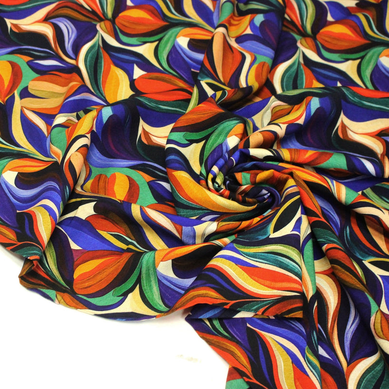 Tissu Viscose fluide ARTIA, floral moderne façon peinture à l'huile - STANDARD 100 OEKO - TEX - tissuspipi.com
