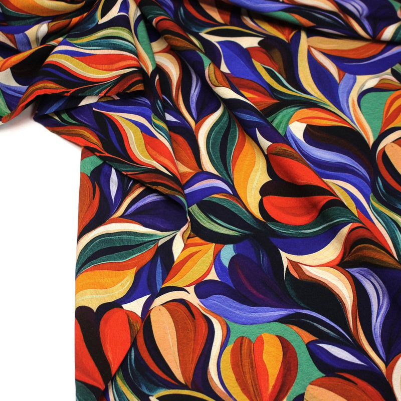 Tissu Viscose fluide ARTIA, floral moderne façon peinture à l'huile - STANDARD 100 OEKO - TEX - tissuspipi.com