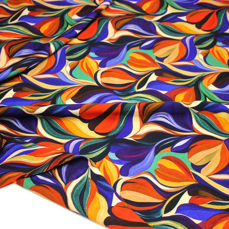 Tissu Viscose fluide ARTIA, floral moderne façon peinture à l'huile - STANDARD 100 OEKO - TEX - tissuspipi.com