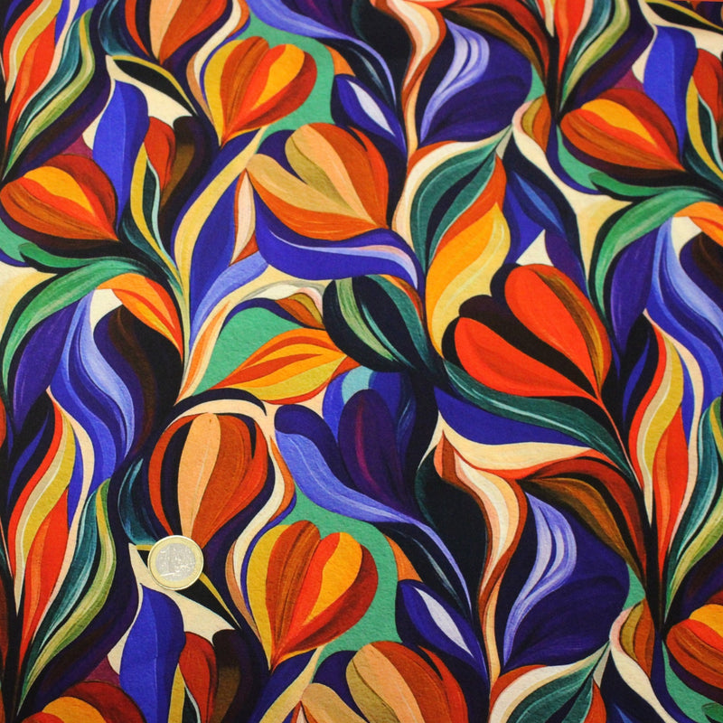 Tissu Viscose fluide ARTIA, floral moderne façon peinture à l'huile - STANDARD 100 OEKO - TEX - tissuspipi.com