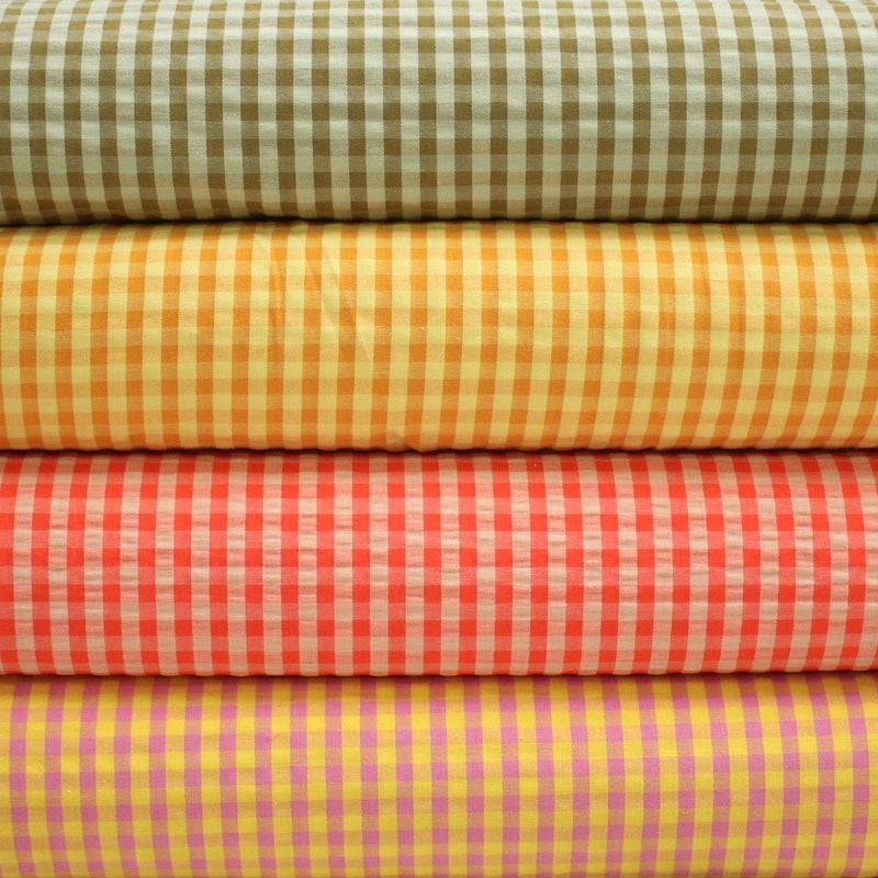Tissu seersucker coton Vichy 5mm : nombreuses couleurs estivales et fluo ! - STANDARD 100 OEKO - TEX - tissuspipi.com