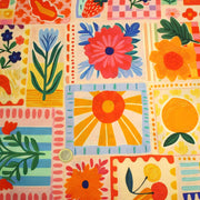 Tissu Viscose fluide Fruits en couleurs, palmiers et fleurs - COLLECTION SICILIA - STANDARD 100 OEKO - TEX - tissuspipi.com