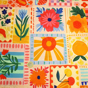 Tissu Viscose fluide Fruits en couleurs, palmiers et fleurs - COLLECTION SICILIA - STANDARD 100 OEKO - TEX - tissuspipi.com