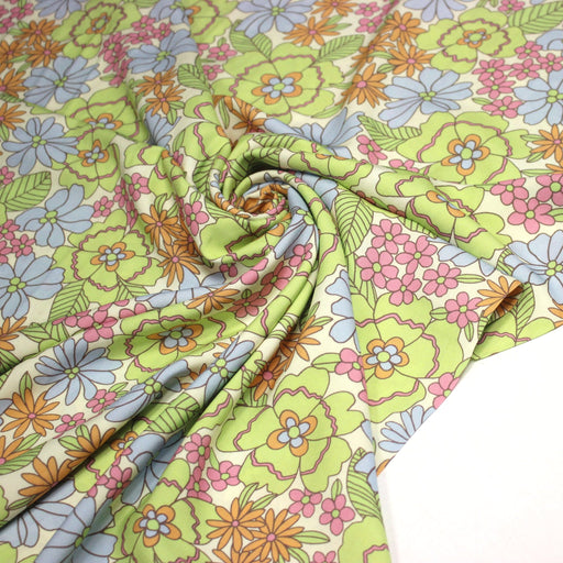Tissu Viscose fluide floral Seventies pastel - STANDARD 100 OEKO - TEX - tissuspipi.com