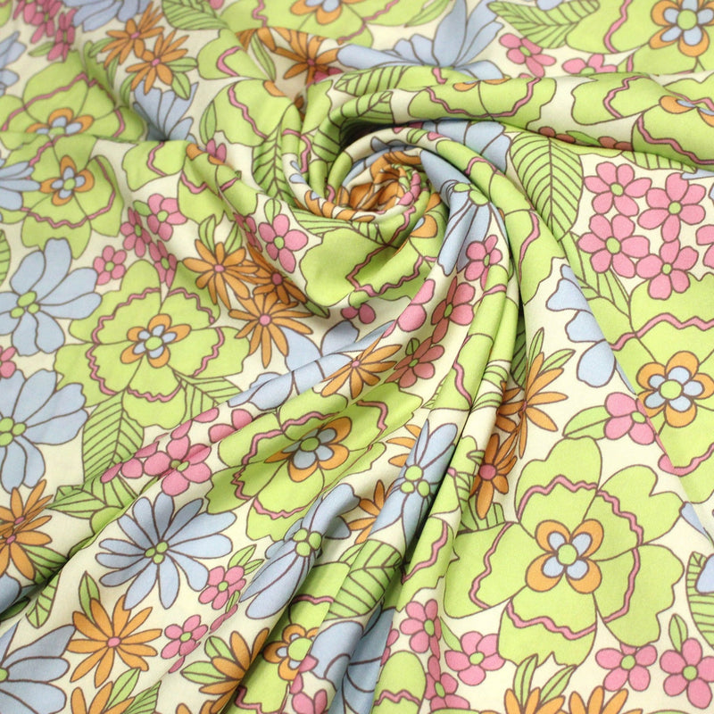 Tissu Viscose fluide floral Seventies pastel - STANDARD 100 OEKO - TEX - tissuspipi.com