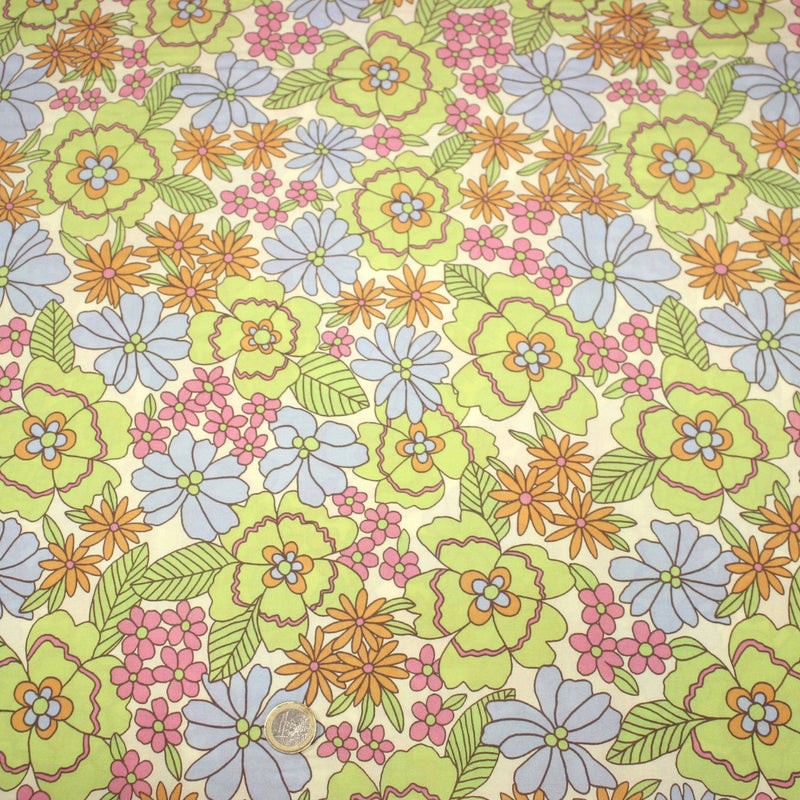 Tissu Viscose fluide floral Seventies pastel - STANDARD 100 OEKO - TEX - tissuspipi.com