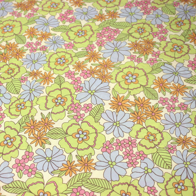 Tissu Viscose fluide floral Seventies pastel - STANDARD 100 OEKO - TEX - tissuspipi.com