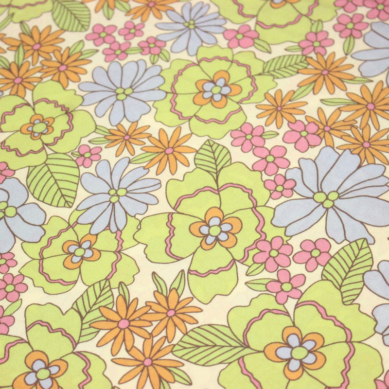 Tissu Viscose fluide floral Seventies pastel - STANDARD 100 OEKO - TEX - tissuspipi.com