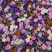Tissu Viscose fluide ZATA floral parme et violet fond noir – STANDARD 100 OEKO - TEX - tissuspipi.com