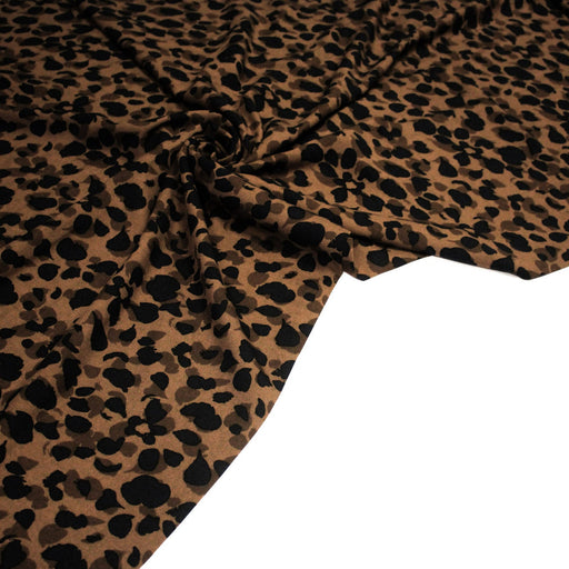 Tissu Viscose fluide KODKOD, motif pelage léopard marron, chocolat et noir - OEKO - TEX STANDARD 100 - tissuspipi.com