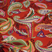 Tissu Viscose fluide ANJALI motif cachemire multicolore fond rouge – STANDARD 100 OEKO - TEX - tissuspipi.com