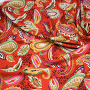 Tissu Viscose fluide ANJALI motif cachemire multicolore fond rouge – STANDARD 100 OEKO - TEX - tissuspipi.com