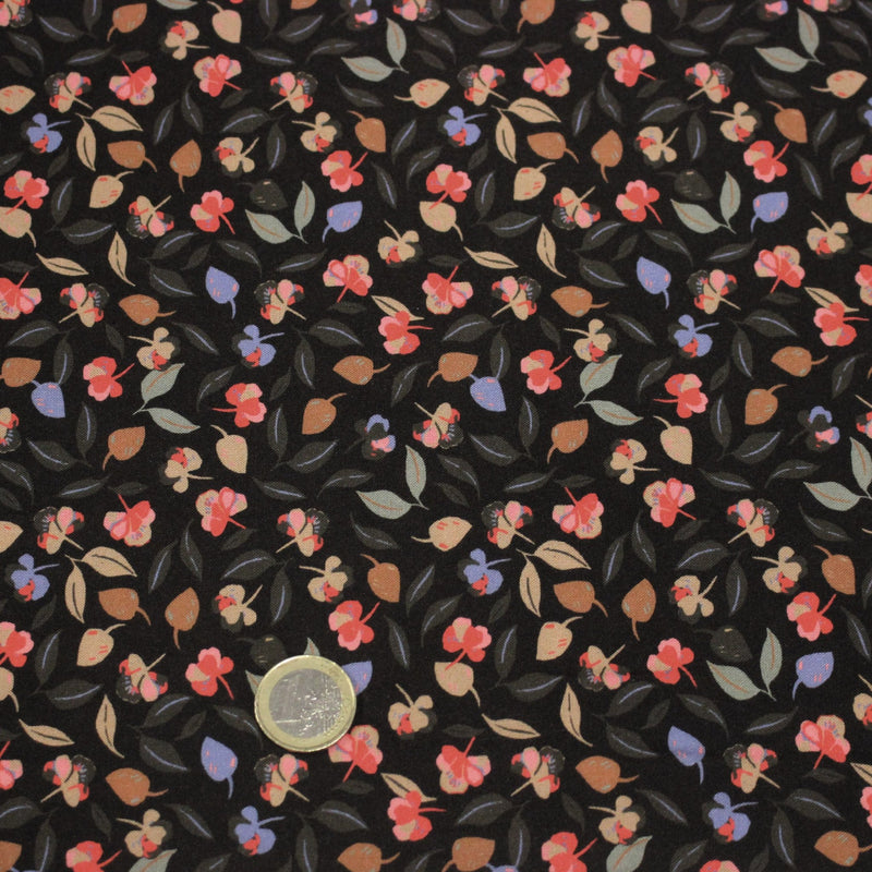 Tissu Viscose fluide FLAVIE floral multicolore fond gris anthracite – STANDARD 100 OEKO - TEX - tissuspipi.com